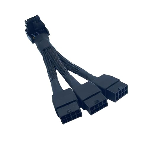 YIMIKEDAYA 12VHPWR 16 Pin zu 3x 8Pin Grafikkarte 90 Grad Netzteil Adapter Kabel 16AWG GPU Splitter PCI-E 5.0 für GPU 4080 4090 (15cm) (Type B) von YIMIKEDAYA