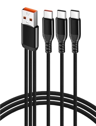 YIMINGOUFEI 3-in-1-Ladekabel, USB A auf 2 Typ-C und 1 Android, 1,2 m, geflochtenes Nylon, 5 A Schnellladung, Schwarz YIMINGOUFEI 3-in-1-Ladekabel, USB A auf 2 Typ-C und 1 Android, 1,2 m, geflochtenes Nylon, 5 A Schnellladung, Schwarz von YIMINGOUFEI