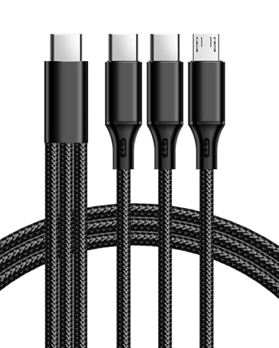 YIMINGOUFEI 3-in-1-USB-Typ-C-Ladekabel, 3 x 1,2 m langes geflochtenes Nylonkabel, 2 USB-C und 1 Android, 5 A Schnellladung, Schwarz YIMINGOUFEI 3-in-1-USB-Typ-C-Ladekabel, 3 x 1,2 m langes geflochtenes Nylonkabel, 2 USB-C und 1 Android, 5 A Schnellladung, Schwarz von YIMINGOUFEI