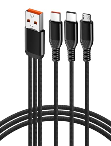YIMINGOUFEI USB-A-auf-Typ-C-Multi-Ladekabel, 1,2 m langes, dreifach geflochtenes Nylonkabel, 3-in-1-Schnellladegerät, kompatibel mit PD 5A, Schwarz YIMINGOUFEI USB-A-auf-Typ-C-Multi-Ladekabel, 1,2 m langes, dreifach geflochtenes Nylonkabel, 3-in-1-Schnellladegerät, kompatibel mit PD 5A, Schwarz von YIMINGOUFEI