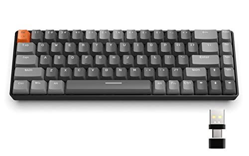 YINDIAO K68 60% Kabellose Mechanische Gaming Tastatur,Bluetooth 5.0/2,4 GHz,Kompakte 68 Tasten Mini Tastatur mit Dual Modus Empfänger,Hot Swap fähig,Stromsparend,Blauer Schalter,für PC (Dunkelgrau) von YINDIAO