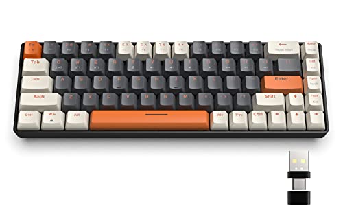 YINDIAO K68 60% Kabellose Mechanische Gaming Tastatur,Bluetooth 5.0/2,4 GHz,Kompakte 68 Tasten Mini Tastatur mit Dual Modus Empfänger,Hot Swap fähig,Stromsparend,Blauer Schalter,für PC (Milk Shake) von YINDIAO