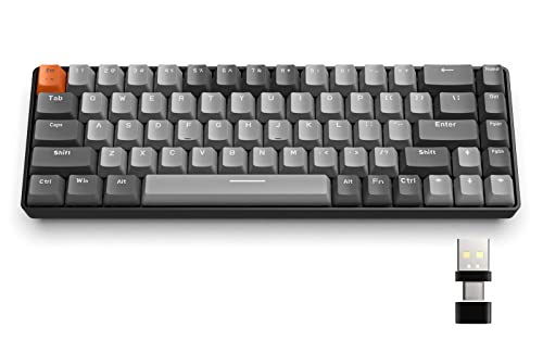 YINDIAO K68 60% Kabellose Mechanische Gaming Tastatur,Bluetooth 5.0/2,4 GHz,Kompakte 68 Tasten Mini Tastatur mit Dual Modus Empfänger,Hot Swap fähig,Stromsparend,Roter Schalter,für PC,Mac (Hellgrau) von YINDIAO