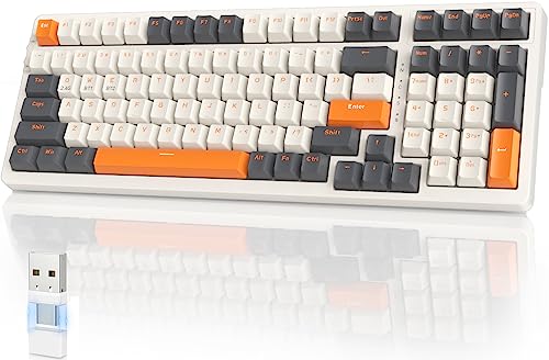 YINDIAO K96 Kabellose Mechanische Tastatur,Bluetooth/2.4GHz Kabellos,Typ-C/USB-A 2-in-1 Empfänger,Hot-Swap,100 Tasten,Kompakte Gaming Tastatur mit 96% Layout und Ziffernblock,Roter Schalter,für PC,Mac YINDIAO K96 Kabellose Mechanische Tastatur,Bluetooth/2.4GHz Kabellos,Typ-C/USB-A 2-in-1 Empfänger,Hot-Swap,100 Tasten,Kompakte Gaming Tastatur mit 96% Layout und Ziffernblock,Roter Schalter,für PC,Mac von YINDIAO
