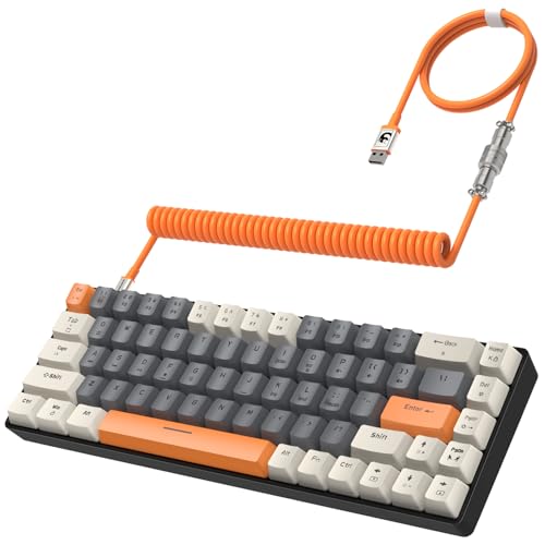 YINDIAO T8 60% Mechanische Gaming Tastatur,68 Tasten TKL mit Kompaktem Layout,18 RGB Beleuchtung,Leicht Klickender Brauner Schalter,Anti-Ghosting,USB-C Spiralkabel,für PC,Mac,PS4–Milchshake von YINDIAO