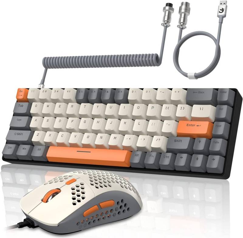 YINDIAO Tastatur- und Maus-Set, USB-C Kabel,Kabelgebundene Mechanische Tasten TKL Compact Layout von YINDIAO
