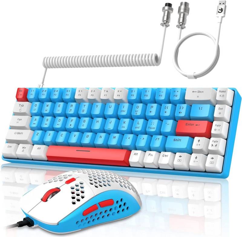 YINDIAO Tastatur- und Maus-Set, USB-C Kabel,Kabelgebundene Mechanische Tasten TKL Compact Layout von YINDIAO