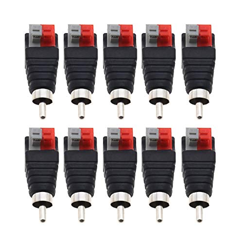 YINETTECH 10x Cinch Stecker Jack Press Stecker für Lautsprecherkabel A/V Kabel zu Audio 45 x 15 x 18mm von YINETTECH