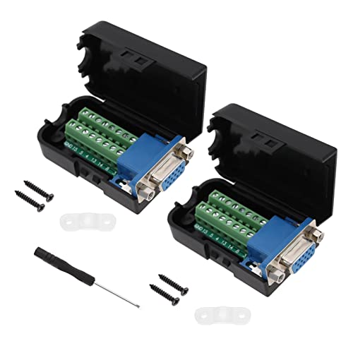 YINETTECH 2 STK. 15-poliger VGA-Buchsenadapter mit Gehäuse 2 STK Kabelpressplatte VGA-Schraubklemmenblock Adapterzubehör für Computer Steuerkontrollmaschine Digitalkamera von YINETTECH