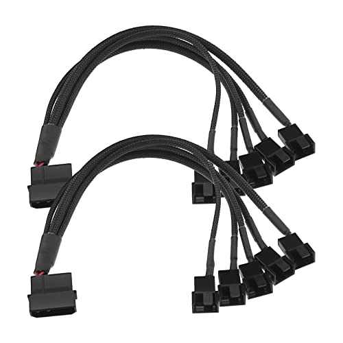 YINETTECH 2 Stück 5 In 1 4-Pin Molex auf 5 X 3-Pin / 4-Pin PC-Gehäuse-Lüftertrenner PC-Gehäuse-Lüftertrenner Y-Netzadapterkabel Kompatibel mit 3- Oder 4-poligen Lüftern von YINETTECH