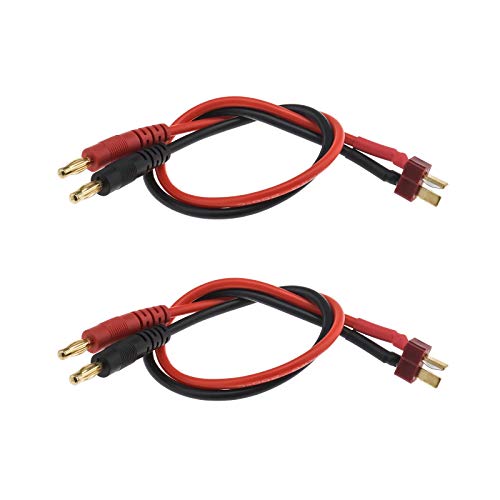 YINETTECH 2-teiliger T-Stecker auf 4mm Banane Ladekabel Passend für Aufladen RC Lipo Akkus - 12 Zoll (14 AWG) Bananenstecker an T-Stecker Batterieladekabel von YINETTECH