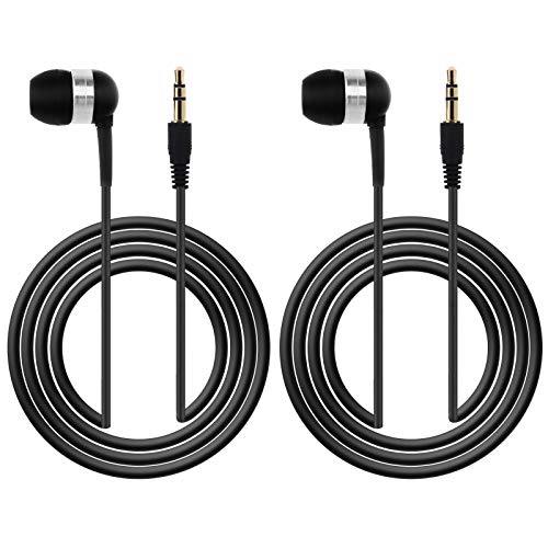 YINETTECH 2pcs 3,5 mm Im Ohr Einseitige Kopfhörer Schwarz 1,2 m / 4 ft Mono Ohrhörer Kopfhörer mit Kopfhörer Einseitig passend Kompatibel mit MP3-MP4-Handys Notebook Computer von YINETTECH