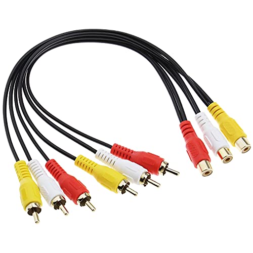 YINETTECH 3 Cinch-Stecker auf 6 Cinch-Buchsen, Composite-Video-Splitter-Adapter, Ausgangskabel, vergoldet, 30 cm für AV, DVD, TV von YINETTECH