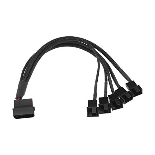 YINETTECH 5 In 1 4-Pin Molex auf 5 X 3-Pin / 4-Pin PC-Gehäuse-Lüftertrenner PC-Gehäuse-Lüftertrenner Y-Stromadapterkabel Kompatibel mit 3- Oder 4-poligen Lüftern von YINETTECH