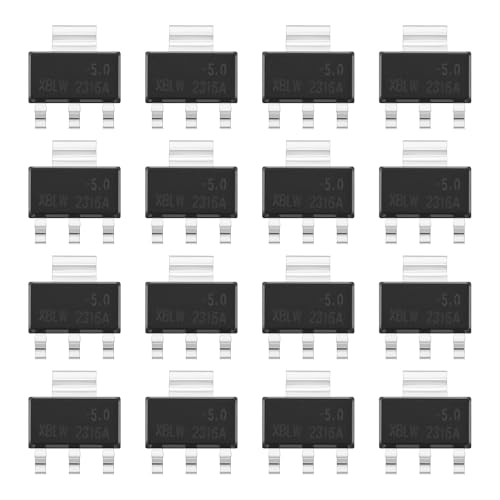 YINETTECH 50 Stück 1 A AMS-1117 Spannungsregler-Chip 3 Anschlüsse Regler Oberflächenmontierter Spannungsregler Stromversorgungsspannung SOT-223 für Elektronisches DIY-Projekt 5V von YINETTECH