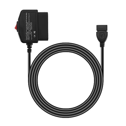 YINETTECH Auto OBD Stromkabel für Dash-Kamera, 24-Stunden-Überwachung ACC-Modus mit Schaltertaste, Netzteil Ladekabel, 3,5 M Kabellänge, USB-Anschluss von YINETTECH