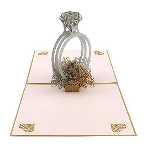 YINETTECH Pop Up Diamant Ring Karte 3D Popup Grußkarte Hochzeit Karten mit Umschlag Paar Liebe Party von YINETTECH