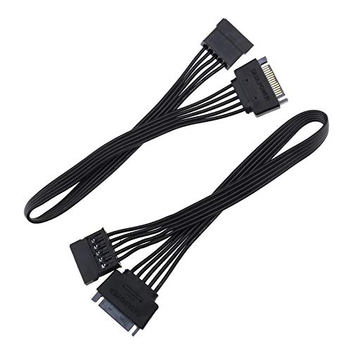 YINETTECH SATA-Strom-Verlängerungskabel, 15-polig, Stecker auf Buchse, Festplattenkabel, 30 cm, 18 AWG, für HDD-SSD-Laufwerke, optische Laufwerke, DVD-Brenner, 2 Stück von YINETTECH