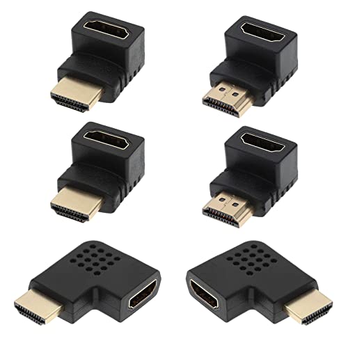 YINETTECH Set mit 6 HDMI-Stecker auf Buchse, 90 und 270 Grad, flach, links und rechts, 90 Grad, HDMI-Adapter, Kombi, elektrisches Zubehör von YINETTECH