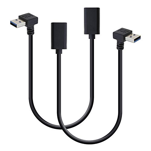YINETTECH USB 3.0 Verlängerung Datenkabel Stecker zu Buchse 90 Grad Stecker Oben und Unten 30cm Kabel 5 Gbit/s Datenübertragungsrate von YINETTECH