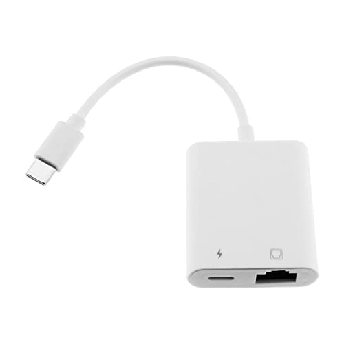 YINETTECH USB-C auf Ethernet Adapter 2 in 1 USB-C auf RJ45 Adapter mit 60W PD Typ-C Ladeanschluss unterstützt 100/10/1 Mbit/s Ethernet Netzwerk kompatibel mit Mac-Book Pro von YINETTECH