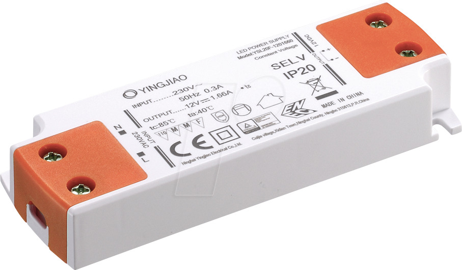 YSL20F-2400833 - LED-Netzteil, 20 W, 24 V, 0,833 A, CV YSL20F-2400833 - LED-Netzteil, 20 W, 24 V, 0,833 A, CV von YINGJIAO