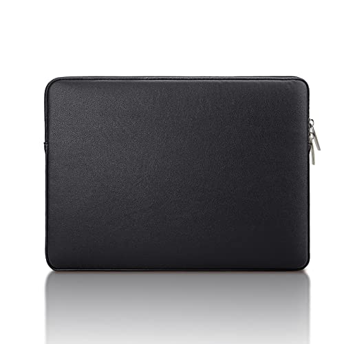 YINHANG Laptophülle Tasche für 14 Zoll MacBook Pro M2/M1 A2779 A2442 2023-2021 Notebook Chromebook, Dünn Wasserdicht Leder PC Schutzhülle Weich Gepolstert Sleeve für Damen Herren, Schwarz von YINHANG