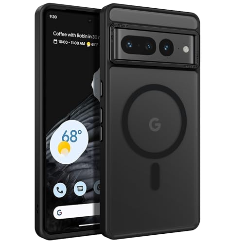YINLAI für Goolge Pixel 7 Pro Hülle Kompatibel mit MagSafe,Handyhülle Pixel 7 Pro Magnetisch Cover Case Translucent Matt Stoßfest Kratzfest Schutzhülle für Goolge Pixel 7 Pro 6.7'',Schwarz von YINLAI