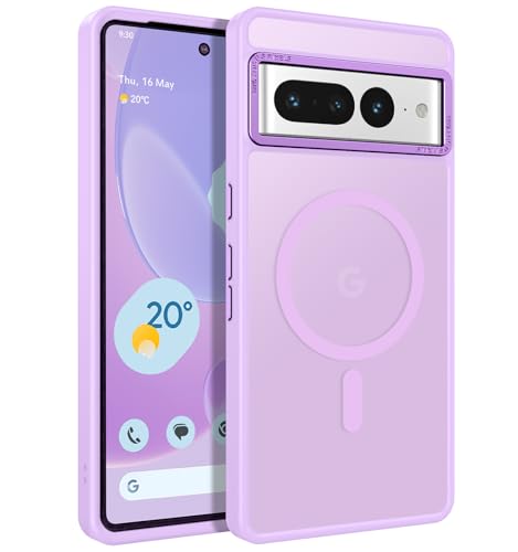 YINLAI für Google Pixel 7 Pro Hülle Kompatibel mit MagSafe,Handyhülle Google Pixel 7 Pro Magnetisch Cover Case Translucent Matt Stoßfest Kratzfest Schutzhülle für Google Pixel 7 Pro 6.7",Violett/Lila von YINLAI