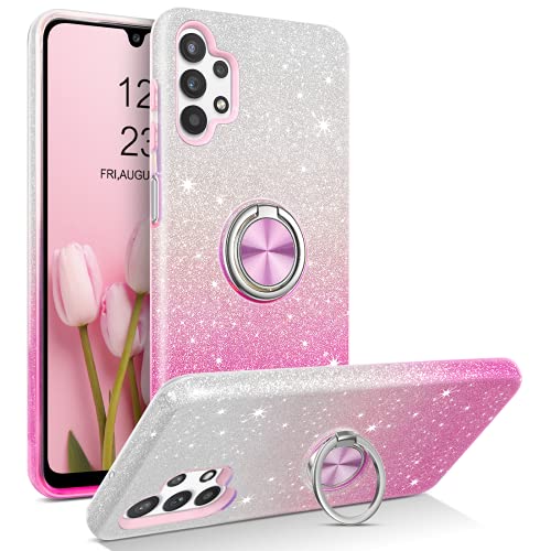 YINLAI Hülle für Samsung Galaxy A32 5G Hülle Bling Glitzer Sparkle Samsung A32 Hülle für Mädchen Frauen mit 360 Grad Ringhalter Kickstand Schutzhülle Handyhülle für Samsung Galaxy A32 5G von YINLAI