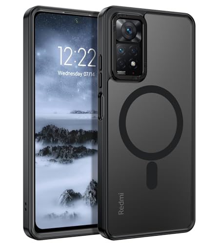 YINLAI für Xiaomi Redmi Note 11 Pro Hülle Kompatibel mit MagSafe,Handyhülle Redmi Note 11 Pro Magnetische Translucent Matt Stoßfest Cover Case Schutzhülle für Xiaomi Redmi Note 11 Pro 4G/5G,Schwarz von YINLAI