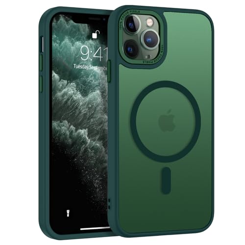 YINLAI iPhone 11 Pro Hülle mit MagSafe,Handyhülle iPhone 11 Pro Magnetisch Cover Case [Translucent Matt][Anti-Fingerabdruck][Militärschutz Stoßfest] Schutzhülle für iPhone 11 Pro 5.8 Zoll,Grün von YINLAI