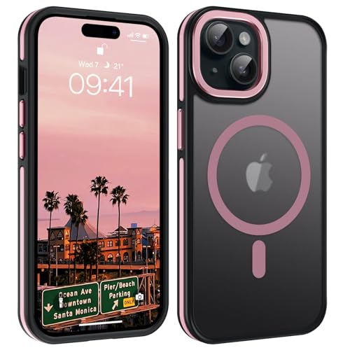 YINLAI für iPhone 15 Plus Hülle Kompatibel mit Magsafe,Handyhülle iPhone 15 Plus Magnetisch Case Schlank Slim Translucent Matte Stoßfeste Schutzhülle für iPhone 15 Plus 6,7 Zoll,Schwarz/Rosa YINLAI für iPhone 15 Plus Hülle Kompatibel mit Magsafe,Handyhülle iPhone 15 Plus Magnetisch Case Schlank Slim Translucent Matte Stoßfeste Schutzhülle für iPhone 15 Plus 6,7 Zoll,Schwarz/Rosa von YINLAI