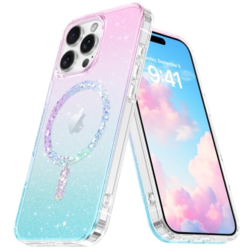 YINLAI für iPhone 16 Pro Hülle Kompatibel mit Mag Safe,Handyhülle iPhone 16 Pro Farbverlauf Glitzer Leicht Dünn TPU Bumper PC Schale Cover Case Schutzhülle iPhone 16 Pro 6,3 Zoll 2024,Blau Rosa YINLAI für iPhone 16 Pro Hülle Kompatibel mit Mag Safe,Handyhülle iPhone 16 Pro Farbverlauf Glitzer Leicht Dünn TPU Bumper PC Schale Cover Case Schutzhülle iPhone 16 Pro 6,3 Zoll 2024,Blau Rosa von YINLAI