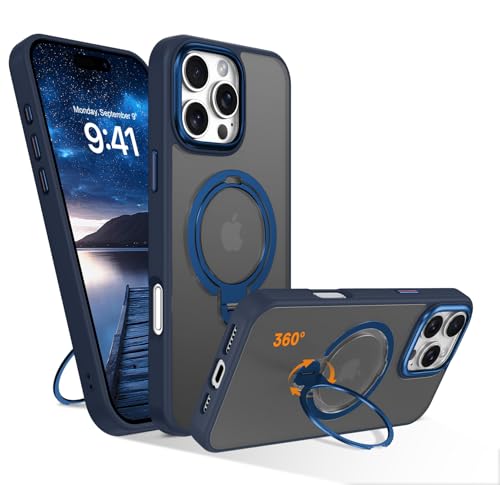 YINLAI für iPhone 16 Pro Max Hülle Gold mit Top 360° Ring Ständer Kompatibel mit Magsafe,HandyHülle Magnetisch Militärschutz,Matt Rückseite Case Cover Schutzhülle für iPhone 16 Pro Max 6.9",Blau YINLAI für iPhone 16 Pro Max Hülle Gold mit Top 360° Ring Ständer Kompatibel mit Magsafe,HandyHülle Magnetisch Militärschutz,Matt Rückseite Case Cover Schutzhülle für iPhone 16 Pro Max 6.9",Blau von YINLAI