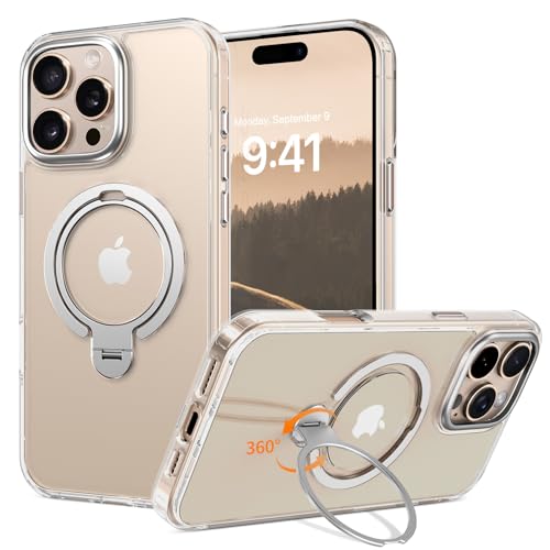 YINLAI für iPhone 16 Pro Max Hülle mit 360° Ständer Ring Kompatibel mit Magsafe,Magnetisch Militärschutz,Matt Rückseite Case Cover HandyHülle für iPhone 16 Pro Max 6.9",Transparent Klar YINLAI für iPhone 16 Pro Max Hülle mit 360° Ständer Ring Kompatibel mit Magsafe,Magnetisch Militärschutz,Matt Rückseite Case Cover HandyHülle für iPhone 16 Pro Max 6.9",Transparent Klar von YINLAI