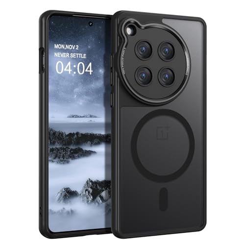 YINLAI für OnePlus 12R Hülle Kompatibel mit MagSafe,Handyhülle OnePlus 12R Magnetische [Translucent Matt][Anti-Fingerabdruck][Militärschutz Stoßfest] Case Handyhülle für OnePlus 12R 5G 6.78",Schwarz von YINLAI