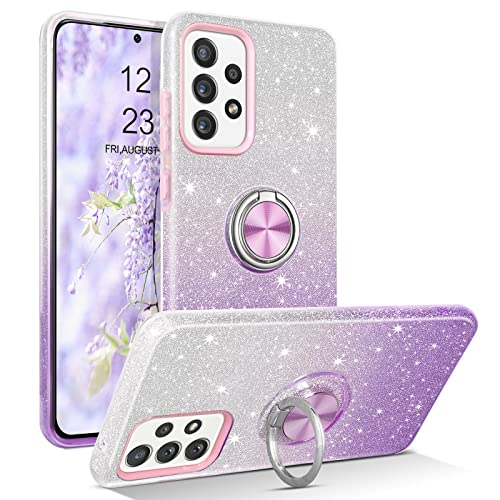 YINLAI für Samsung Galaxy A52 Hülle Glitzer Handyhülle Samsung A52S mit 360 Grad Ring Halter Handy Hüllen Bling Diamond Rhinestone Stilvolle Crystal Cover Case für Samsung A52/A52S, Farbverlauf Lila YINLAI für Samsung Galaxy A52 Hülle Glitzer Handyhülle Samsung A52S mit 360 Grad Ring Halter Handy Hüllen Bling Diamond Rhinestone Stilvolle Crystal Cover Case für Samsung A52/A52S, Farbverlauf Lila von YINLAI