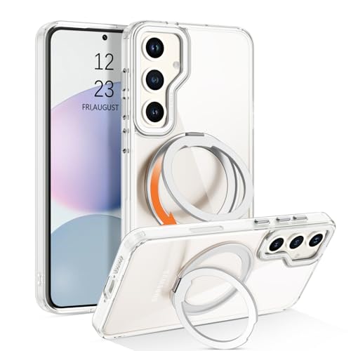 YINLAI Samsung Galaxy S24 Hülle für MagSafe mit Ständer,HandyHülle Samsung S24 Clear Kabellos Leicht Dünn TPU Bumper PC Schale Cover Case Handyhülle für Samsung S24 6.2'',Transparent von YINLAI