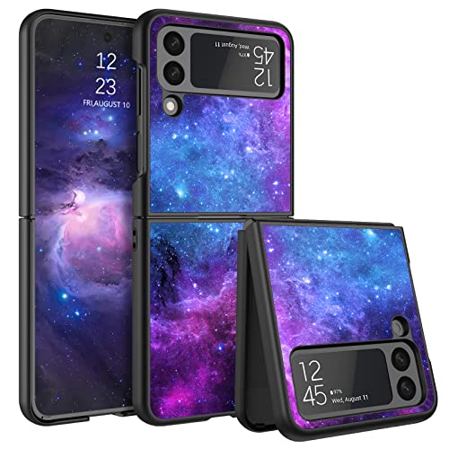YINLAI Samsung Galaxy Z Flip 4 Hülle Glow in The Dark Noctilucent Luminous Space Nebula Slim Fit Cover Protective Anti Scratch Case for Samsung Galaxy Z Flip 4 6.7 Inch, Blue Nebula von YINLAI