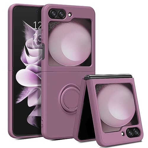 YINLAI Samsung Galaxy Z Flip 5 5G Hülle,Handyhülle Samsung Z Flip 5 Silikon mit 360 Ring Ständer Gel Matte Leuchten Soft Rundumschutz Cover Case Hülle für Samsung Z Flip 5,Lila von YINLAI