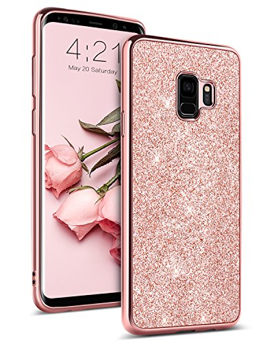 YINLAI Schutzhülle für Samsung Galaxy S9, Galaxy S9, Glitzer, superdünn, langlebig, schützend, stoßfest, glitzernd, hübsche Mädchen-Handy-Schutzhülle für Samsung Galaxy S9, Rotgold/Pink von YINLAI