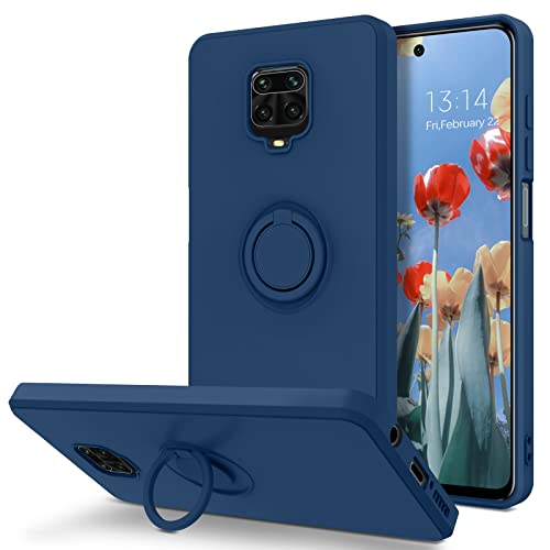 YINLAI Schutzhülle für Xiaomi Redmi Note 9S/Note 9 Pro/Note 9 Pro Max, Flüssigkautschuk, mit 360 ° Ring, Standfunktion, Silikon, stoßfest, für Xiaomi Redmi Note 9 Pro, Saphirblau von YINLAI