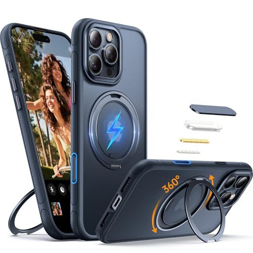 YINLAI Schutzhülle für iPhone 16 Pro Max: 360° drehbarer magnetischer Ständer, passend für MagSafe, 4,8 m Militärqualität, stoßfest, rutschfest, mit Ständerringhalter, Schwarz YINLAI Schutzhülle für iPhone 16 Pro Max: 360° drehbarer magnetischer Ständer, passend für MagSafe, 4,8 m Militärqualität, stoßfest, rutschfest, mit Ständerringhalter, Schwarz von YINLAI