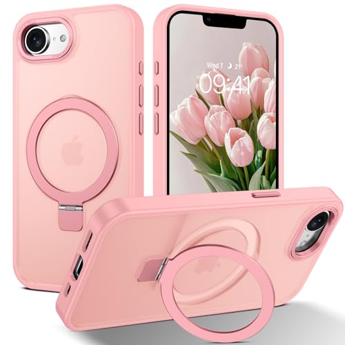 YINLAI Schutzhülle für iPhone 16e mit Ständer, magnetisch, kompatibel mit MagSafe, transparente Schutzhülle, matt, Rückseite, stoßfest, kratzfest, für iPhone 16e 6,1 Zoll, Rosa YINLAI Schutzhülle für iPhone 16e mit Ständer, magnetisch, kompatibel mit MagSafe, transparente Schutzhülle, matt, Rückseite, stoßfest, kratzfest, für iPhone 16e 6,1 Zoll, Rosa von YINLAI