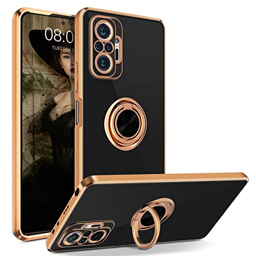 YINLAI Xiaomi Redmi Note 10 Pro Hülle Redmi Note 10 Pro Max Handyhülle Weiche Glitzer Silikon TPU Slim Cover Case Mit Magnet Ring Halter Hülle für Xiaomi Redmi Note 10 Pro Max/Note 10 Pro,Schwarz von YINLAI