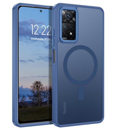 YINLAI für Xiaomi Redmi Note 11 Pro Hülle Kompatibel mit MagSafe,Handyhülle Redmi Note 11 Pro Magnetische Translucent Matt Stoßfest Cover Case Schutzhülle für Xiaomi Redmi Note 11 Pro 4G/5G,Blau von YINLAI