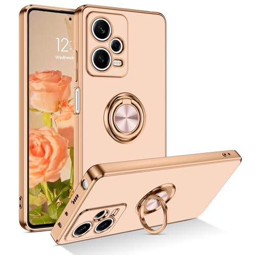 YINLAI Xiaomi Redmi Note 12 Pro Hülle,Handyhülle Xiaomi Redmi Note 12 Pro Mit Magnet Gold Ring Weiche Glitzer Silikon TPU Slim Cover Case Hülle für Xiaomi Redmi Note 12 Pro 4G/5G, Rosa von YINLAI