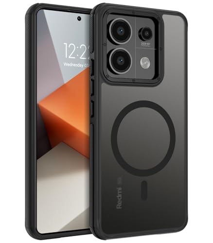 YINLAI für Xiaomi Redmi Note 13 Pro Hülle Kompatibel mit magsafe Stoßfest Schlanke rutschfeste Translucent Matte Cover Case Magnetisch Handyhülle für Xiaomi Redmi Note 13 Pro 5G (Nicht für 4G),Schwarz von YINLAI