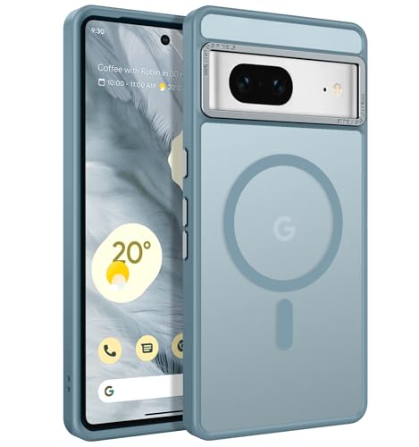 YINLAI für Google Pixel 7 Hülle Kompatibel mit MagSafe,Militärschutz und Magnetkraft Handyhülle Google Pixel 7 6.3" Case Stoßfest Kratzfest Schutzhülle Cover Translucent Matt,Grau Blau von YINLAI
